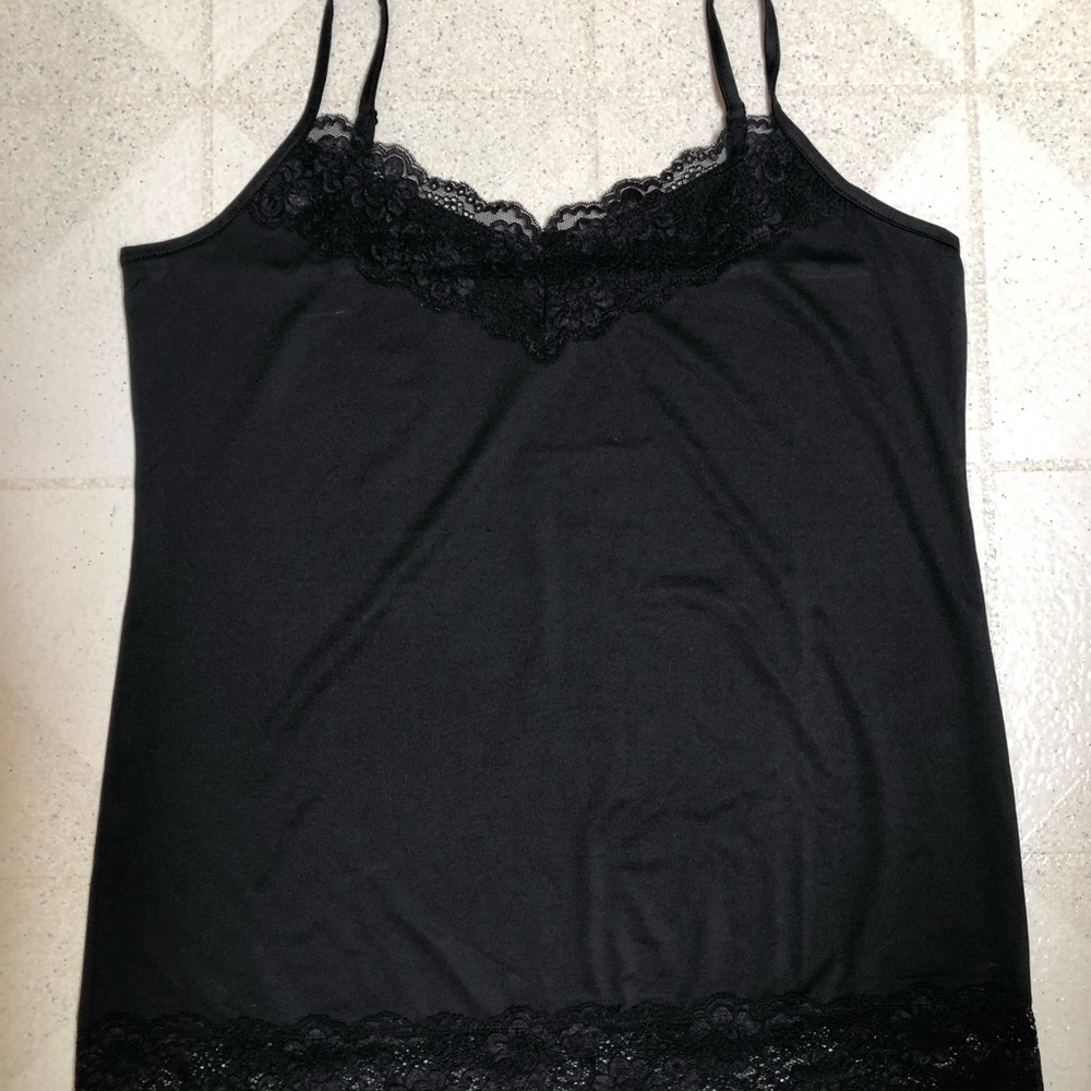 Black Lace Trim Cami Top